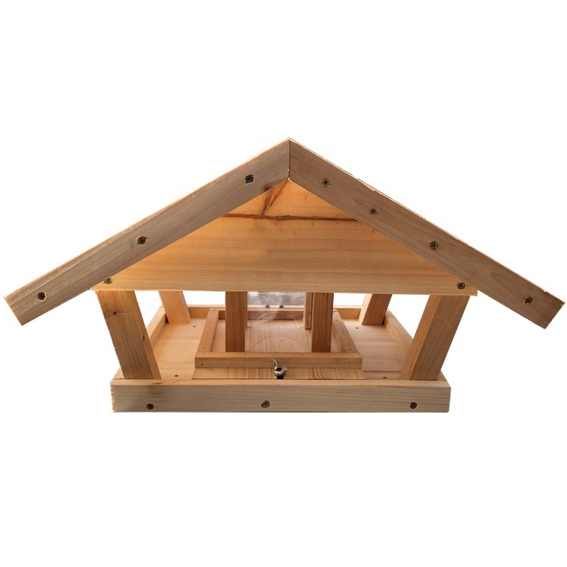 Wooden Bird House Patio Decor Hexagon Shaped Gazebo Bird Feeder Birds Feeders for Outdoors Hanging