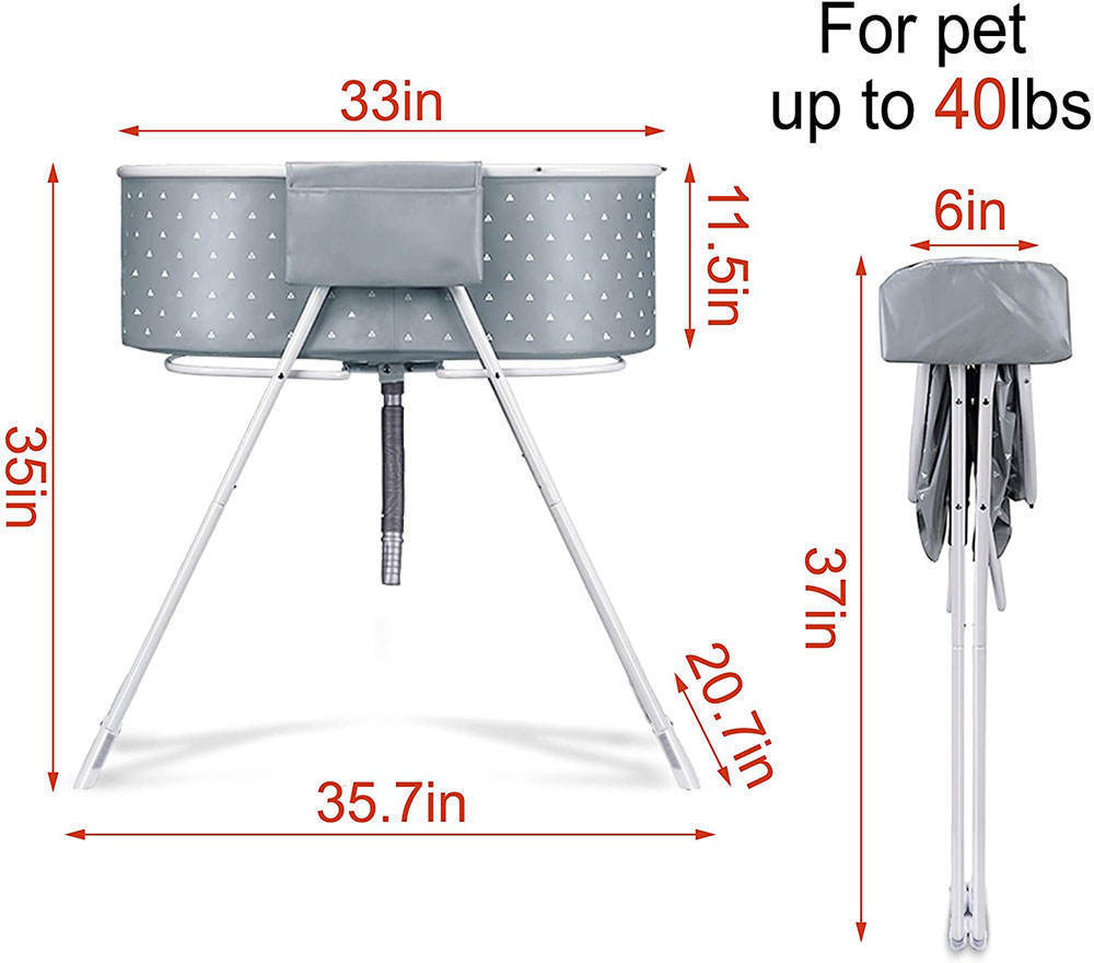 Elevated Collapsible Wash Station Portable Pet Bath Tub Folding Dogs Cleaning  Grooming Shelf