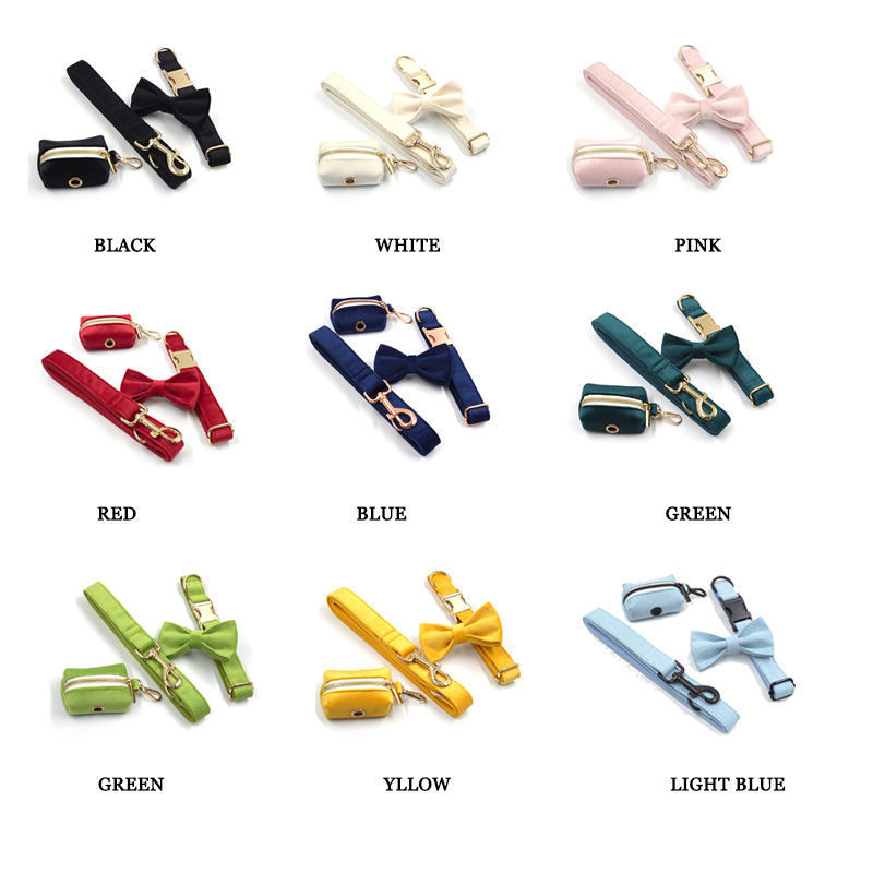 Pet Accessories Designers OEM Reversible Luxury Velvet Dog Leash Collar Set No Pull Step In Dog Harness