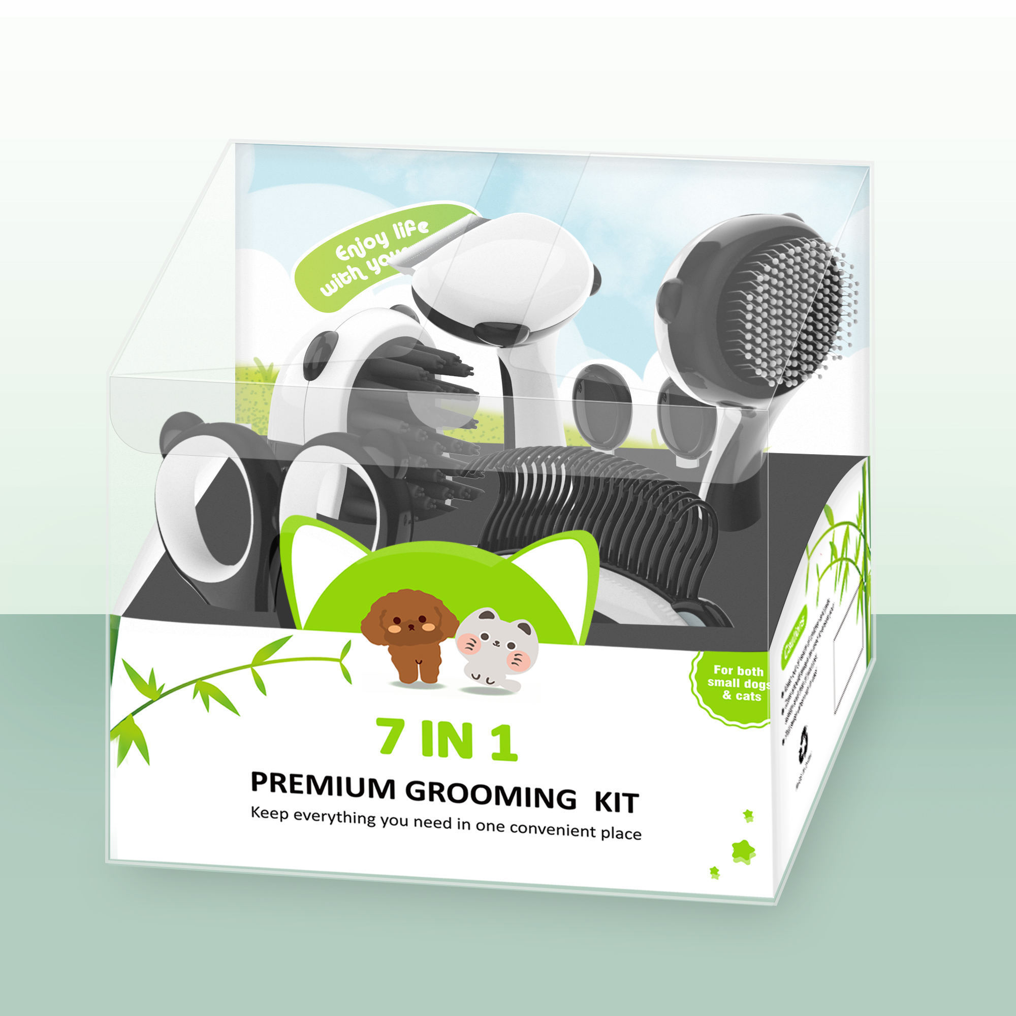 Pet Grooming Set 7 in 1 pet grooming kit tools for dogs and cats knotted massage comb Pet Stainless steel cleaning grooming kit