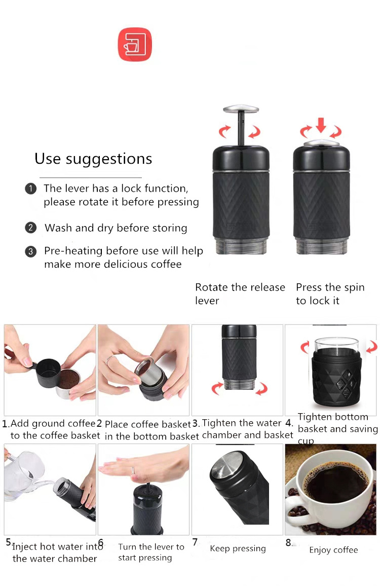 Outdoor Travel Camping Portable Personal Handheld Mini Espresso Coffee Maker