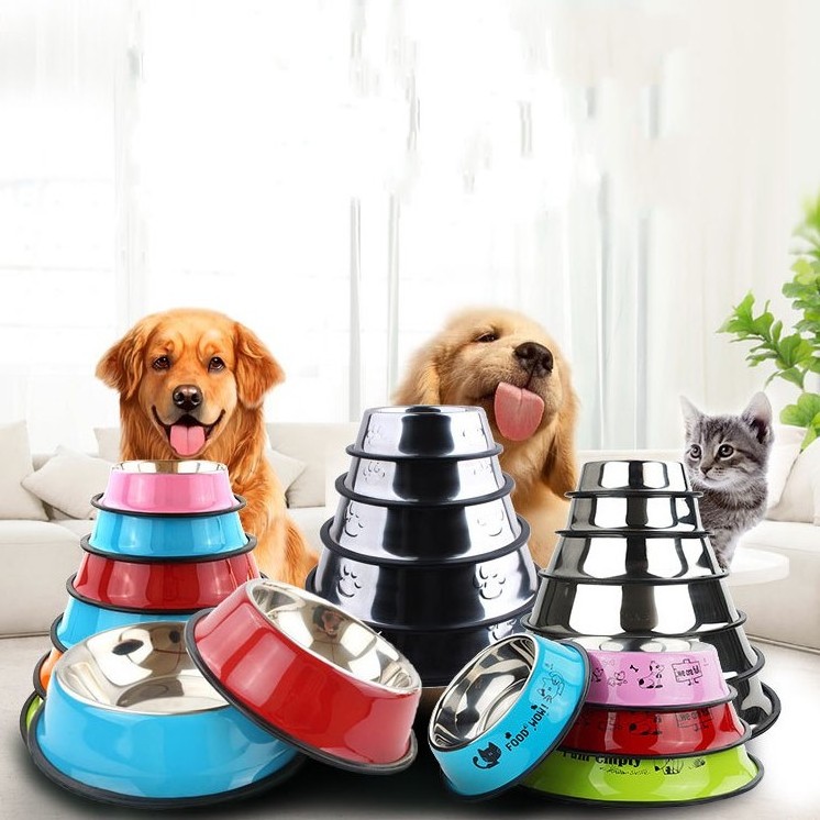 Stainless Steel Pet Bowl Pets Metal Drinking Bowls Dog Cat Food And Water Bowl