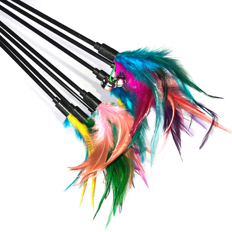 Cat Teaser Stick Interactive Colorful Cat Feather Toy Funny Cat Toy Stick