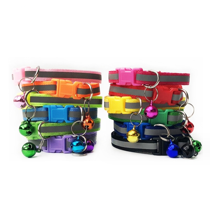 Pet Dog Reflective Cat Collar Colorful Buckle Breakaway Cat Collar 12Pcs Set