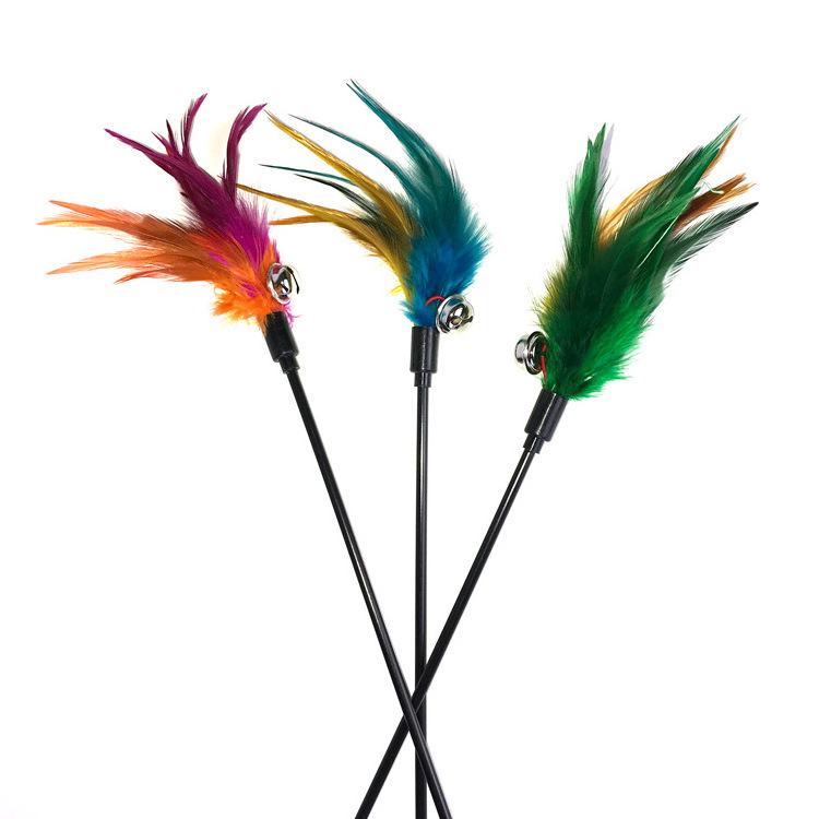 Cat Teaser Stick Interactive Colorful Cat Feather Toy Funny Cat Toy Stick