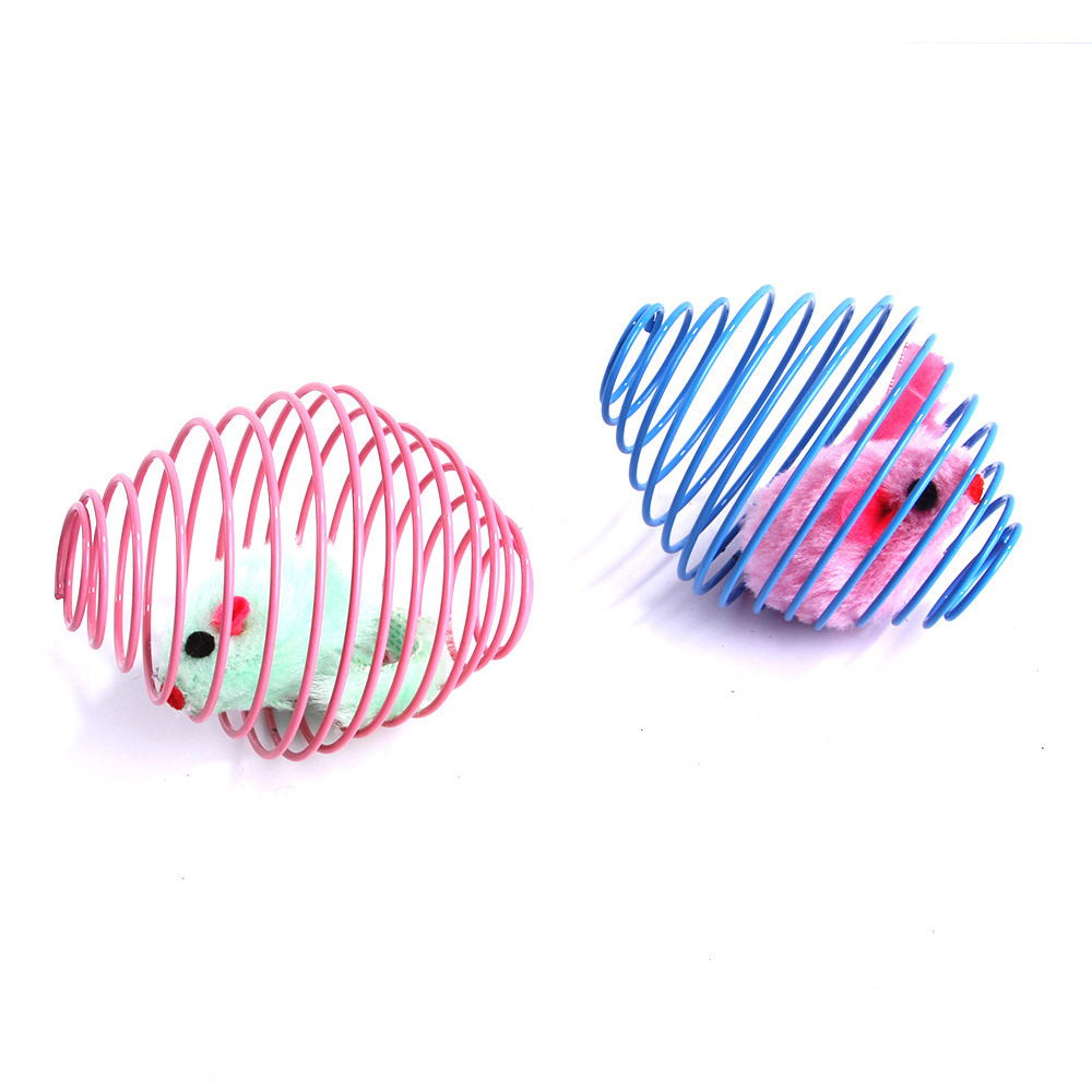 Wholesale Pets Cats Toys Spring Cage Mouse Design Cheap Cats Playing Balls