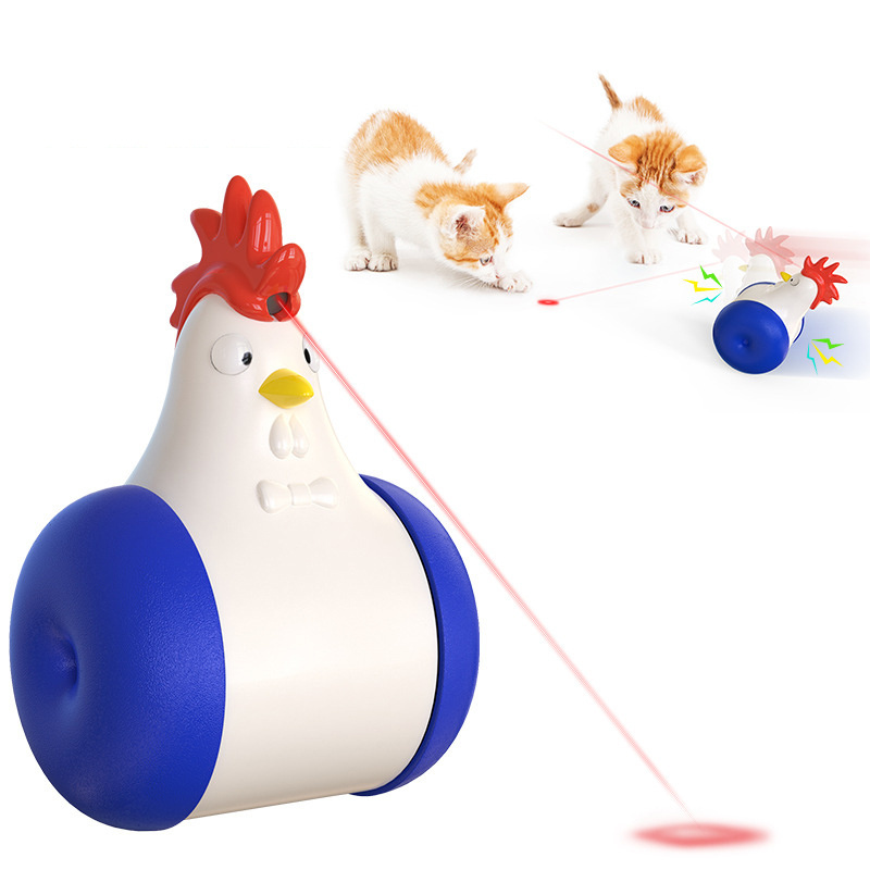 Cat Toys Interactive Chicken Automatic Cat Laser Toy Funny Electric Sound Tumbler Toys For Cats