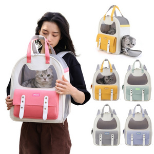 Large Capacity Outdoor Cat Backpack Carrier Double Shoulder Foldable Breathable Cat Backpack