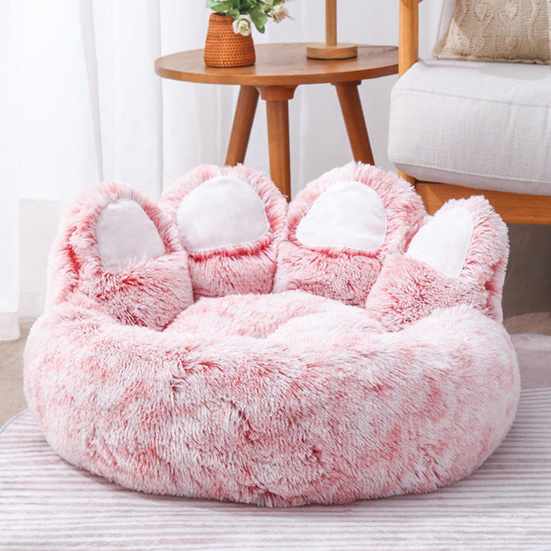 Bear Paw Dog Bed Soft Plush Pet Bed Fashion Cute Warm Creative Pink Luxury Dog Bed