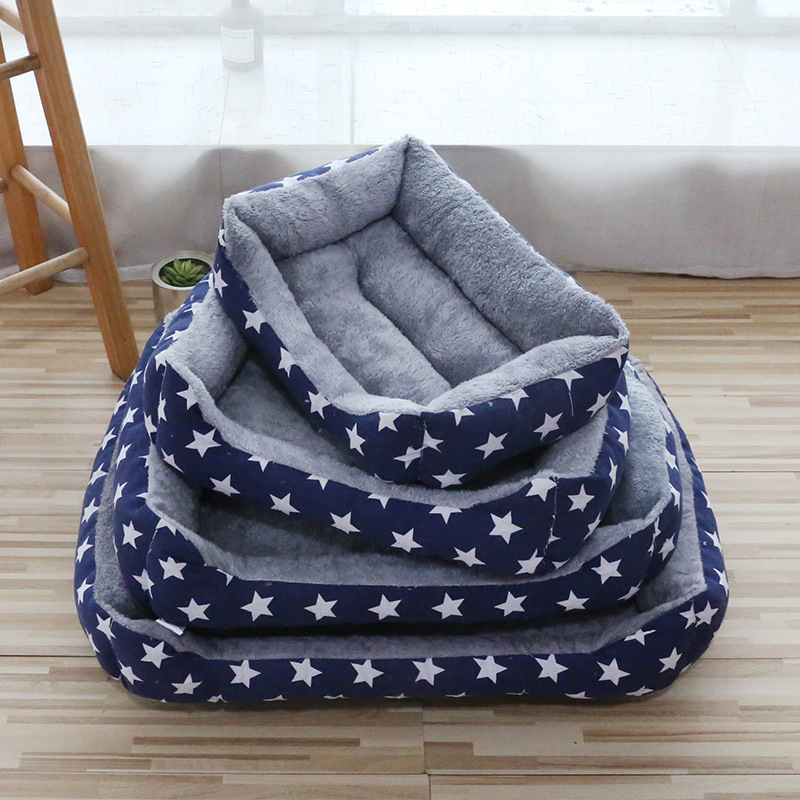 Wholesale Plush Printed Custom Dogs Cats Beds Anti Anxiety Square Dogs Beds