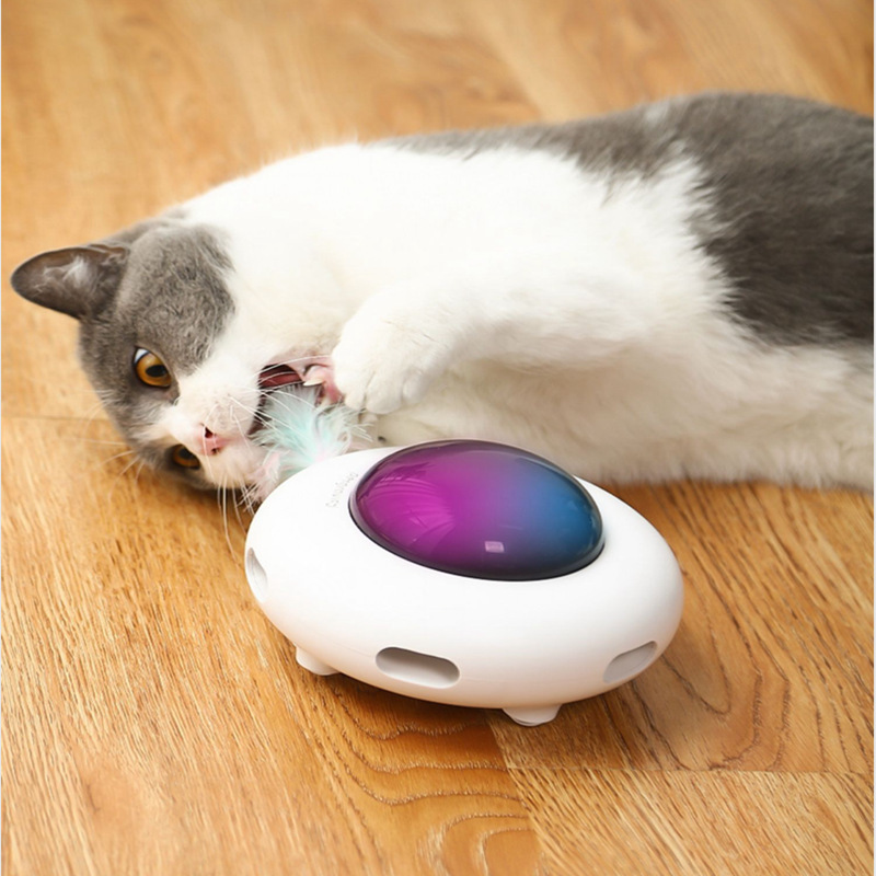 Ufo Interactive Cat Toy Funny Feather Toys For Cats Automatic USB Chargeable Electronic Cat Toy