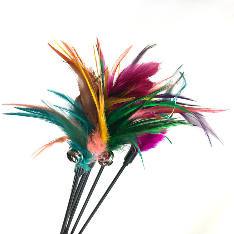 Cat Teaser Stick Interactive Colorful Cat Feather Toy Funny Cat Toy Stick