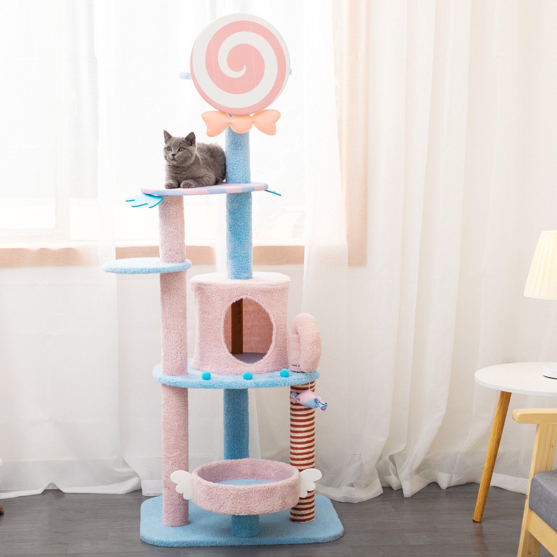 Cat Tree Nest Large Cat Tree Pink Sisal Lollipop Cat Scratching Board Cute