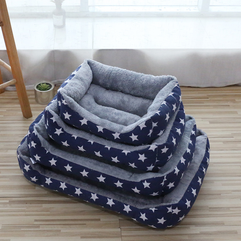 Wholesale Plush Printed Custom Dogs Cats Beds Anti Anxiety Square Dogs Beds