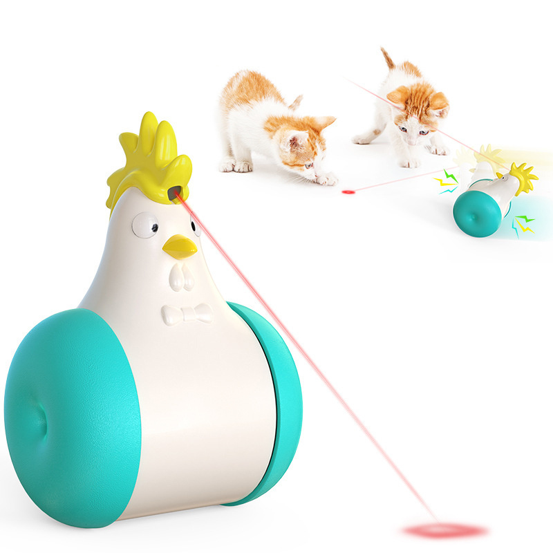 Cat Toys Interactive Chicken Automatic Cat Laser Toy Funny Electric Sound Tumbler Toys For Cats