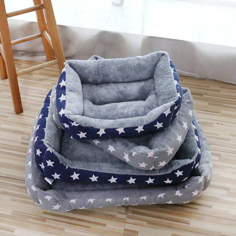 Wholesale Plush Printed Custom Dogs Cats Beds Anti Anxiety Square Dogs Beds