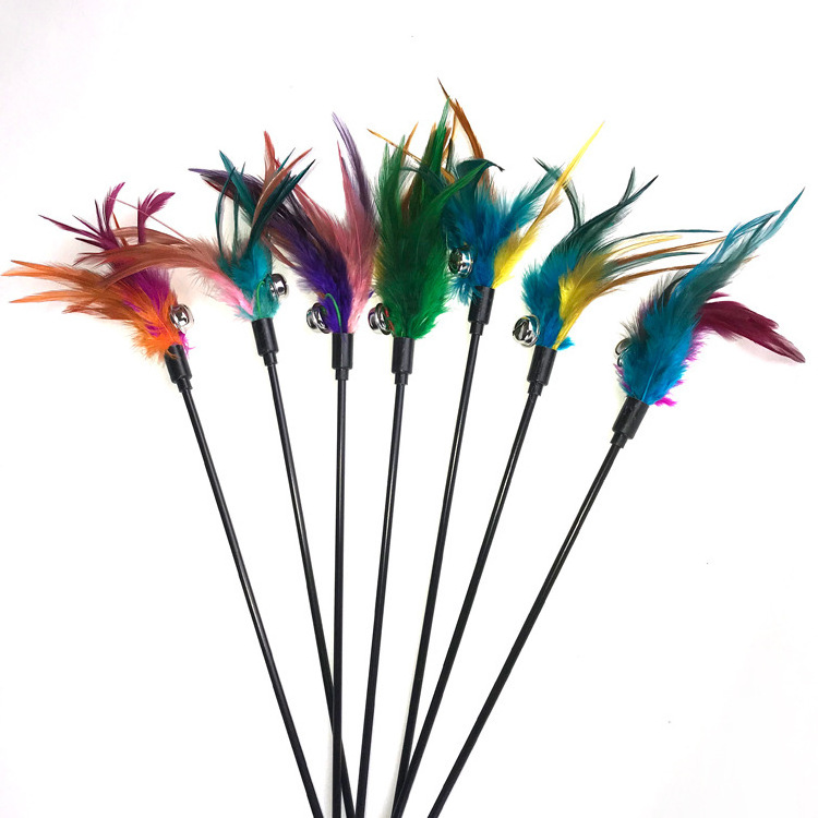 Cat Teaser Stick Interactive Colorful Cat Feather Toy Funny Cat Toy Stick