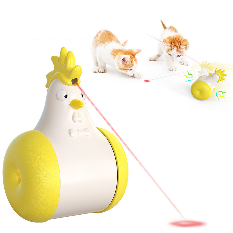 Cat Toys Interactive Chicken Automatic Cat Laser Toy Funny Electric Sound Tumbler Toys For Cats