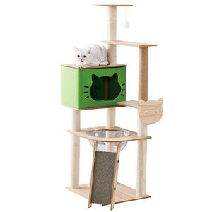 Customized Cat Scratching Board Sisal Pets Cats Climbing Post Wooden Cat Trees