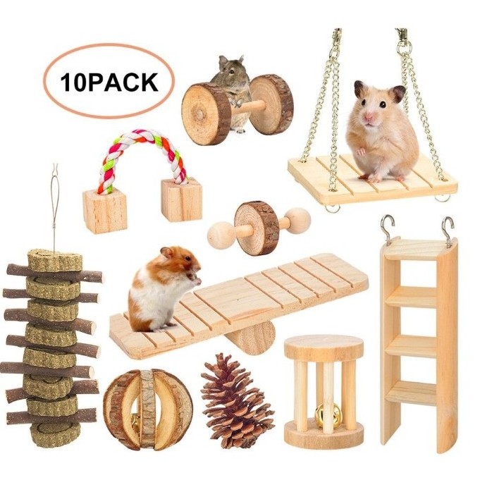 Hamster Wooden Toy Swing Hang Small Pet Toy Hamster Tooth Supplies