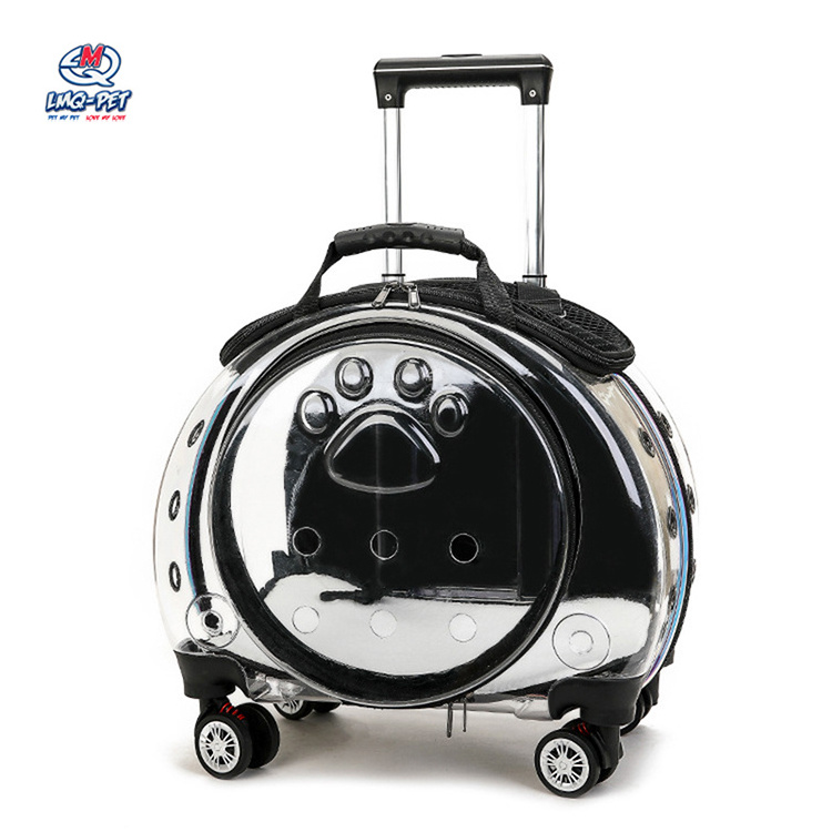 Dog Carrier Outdoor Airline Approved On Wheels Carrier box Pet Backpack Pet Transparent Case Dog Carrier Travel Trolley