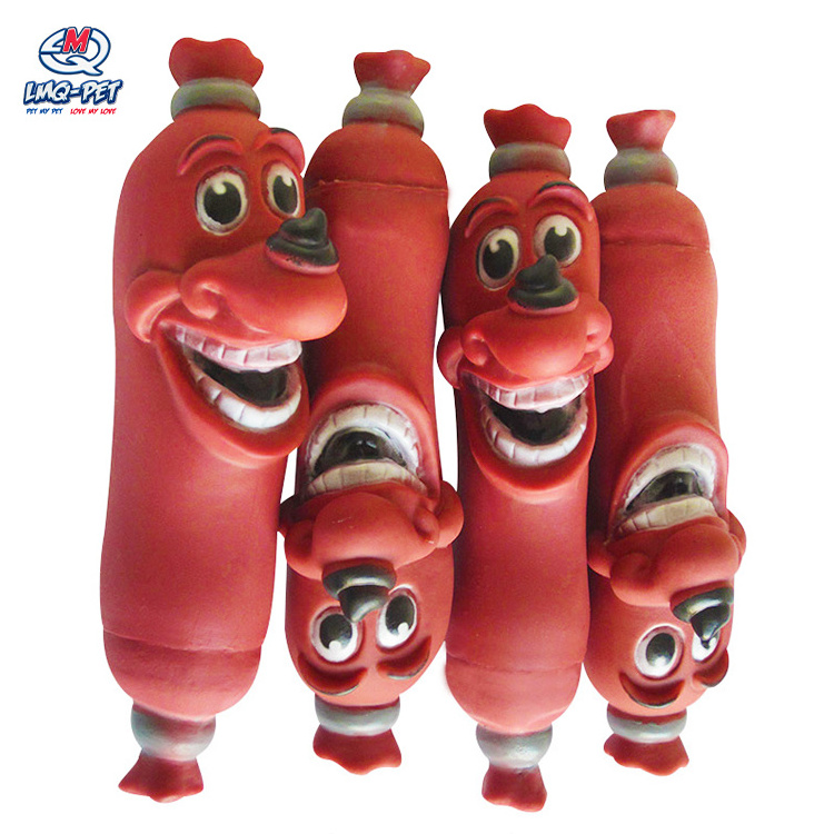 Pet Dog Sausage Chewing Toy Small Dogs Cute Pet Squeaking Fun Creative Cartoon Vinyl Pet Vocal Sausage Toy