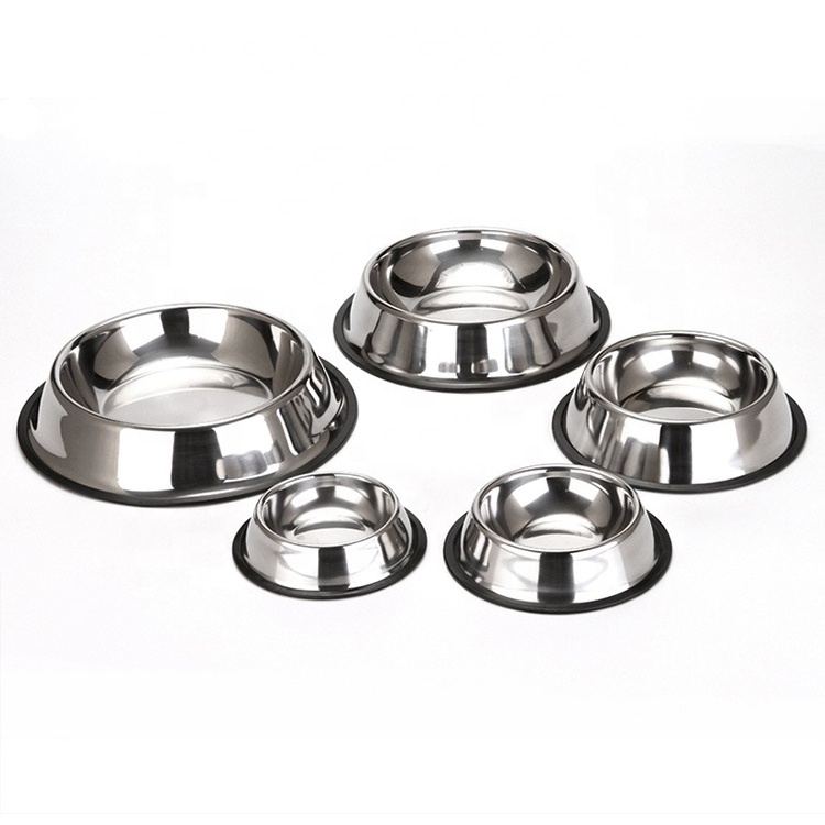 High Quality Rubber Non-slip Dog Feeder Metal Stainless Steel Pet Bowl wholesale rubber non-slip bottom pet food