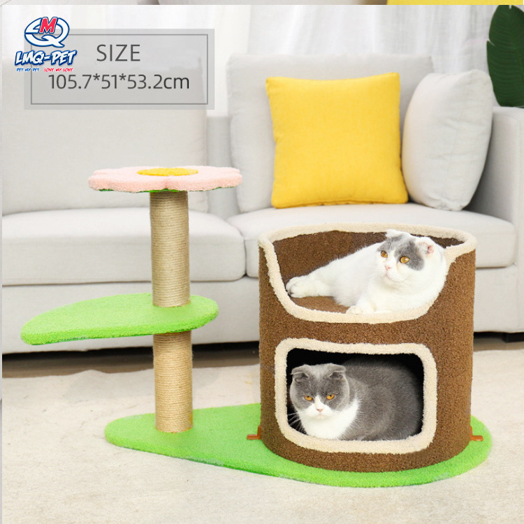 Interactive cat tree scratch board the paradise of kitty castle kitty villa nest cat pet play house sisal scratches cat tree