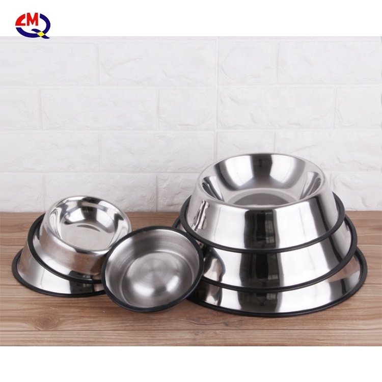 High Quality Rubber Non-slip Dog Feeder Metal Stainless Steel Pet Bowl wholesale rubber non-slip bottom pet food