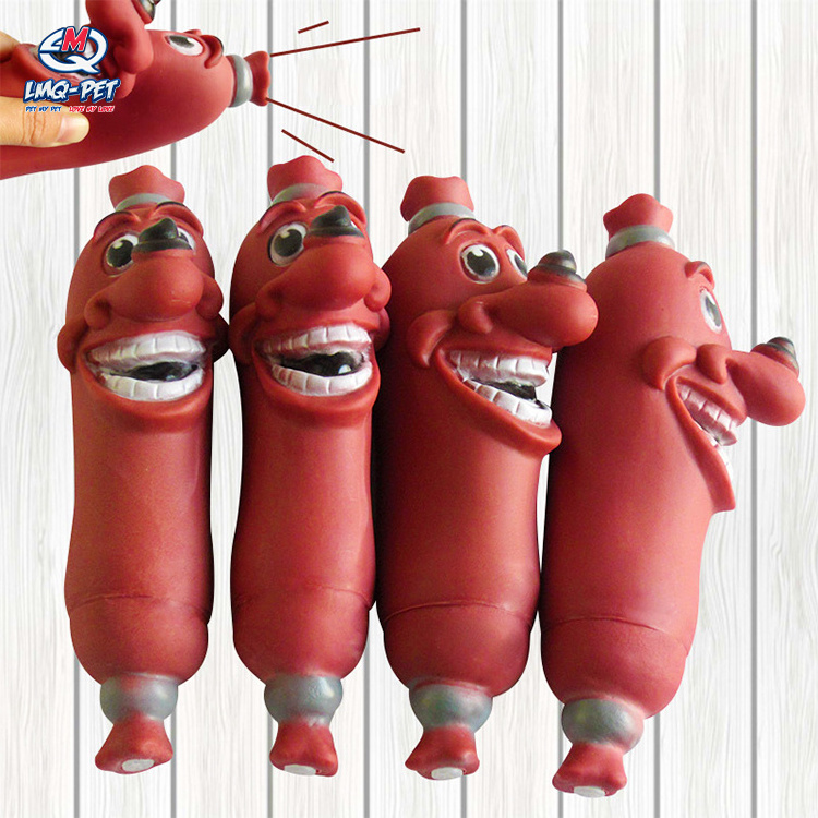 Pet Dog Sausage Chewing Toy Small Dogs Cute Pet Squeaking Fun Creative Cartoon Vinyl Pet Vocal Sausage Toy