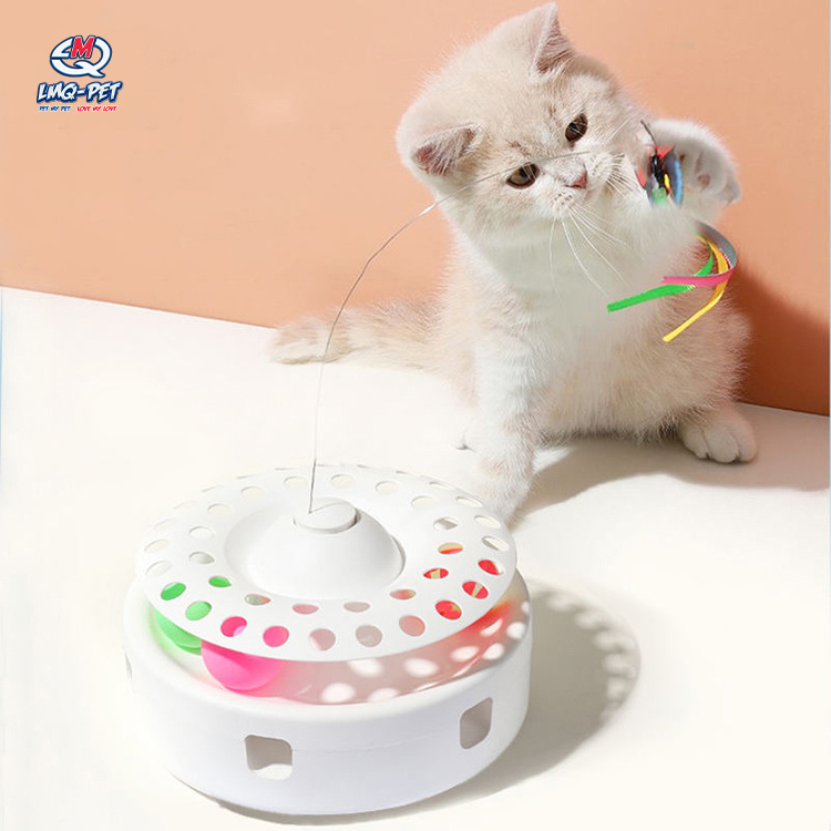 Cat Feather Toys Butterfly Electronic Teasing Ball Automatic 3 In 1 Interactive Cat Turntable Toy Cat Interactive Toy