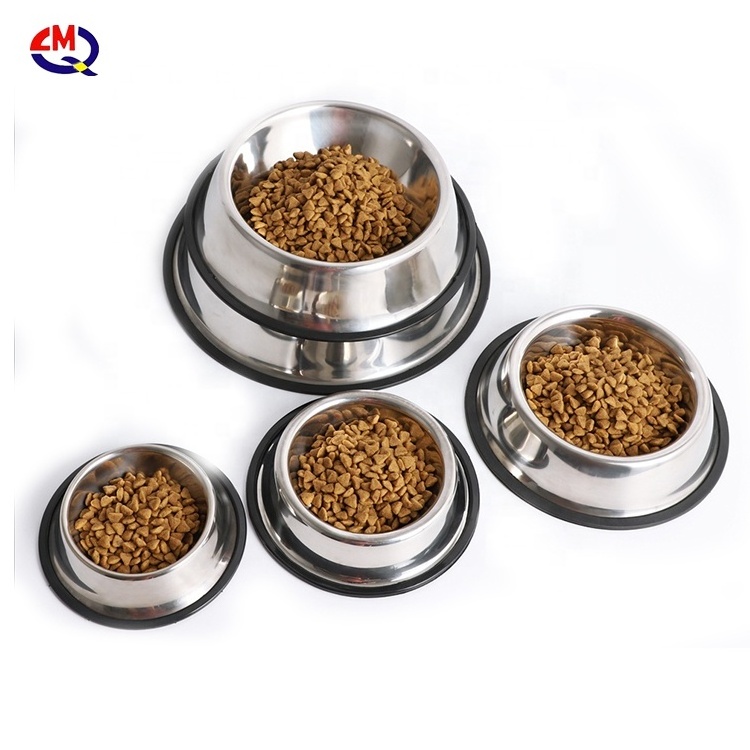 High Quality Rubber Non-slip Dog Feeder Metal Stainless Steel Pet Bowl wholesale rubber non-slip bottom pet food