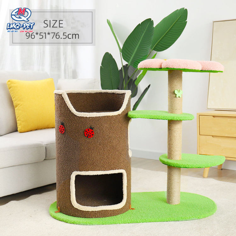 Interactive cat tree scratch board the paradise of kitty castle kitty villa nest cat pet play house sisal scratches cat tree