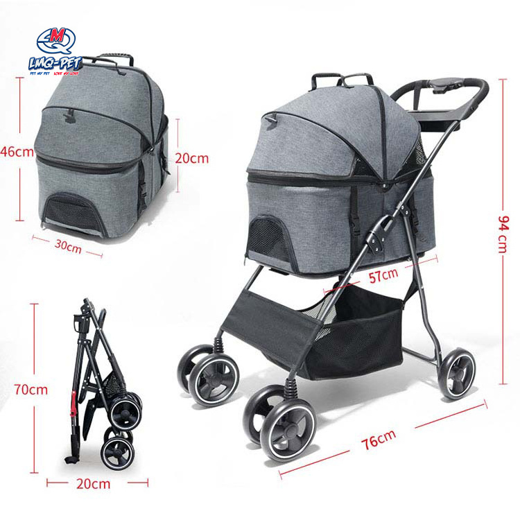 Portable Pet Stroller Cart Folding Dog Carrier  Outdoor Detachable Travel Carrier Carriage Pet Trolleys