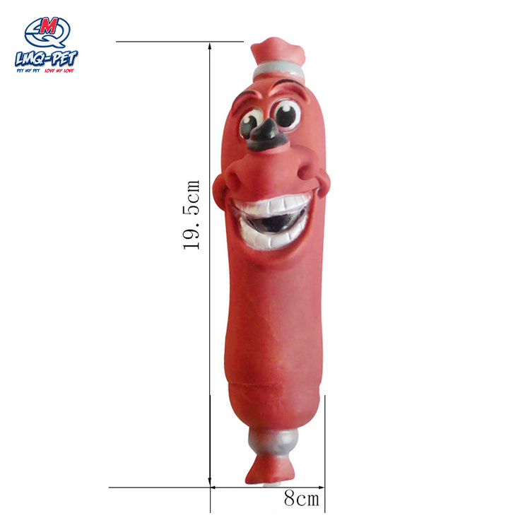 Pet Dog Sausage Chewing Toy Small Dogs Cute Pet Squeaking Fun Creative Cartoon Vinyl Pet Vocal Sausage Toy