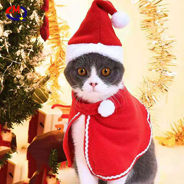 Red Pet Christmas Outfit Christmas Tree Dog Coat Winter Warm Fleece Puppy Santa Claus Costume Outwear Thick Coat