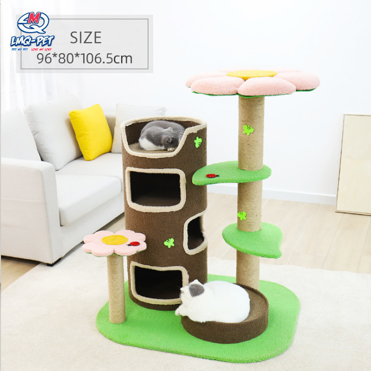 Interactive cat tree scratch board the paradise of kitty castle kitty villa nest cat pet play house sisal scratches cat tree