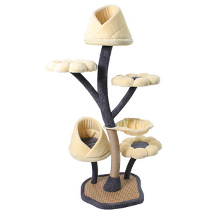 Manji Factory Manufacturer Wholesale Cat Scratching Interactive Modern Luxury Flower Cat Tree Custom