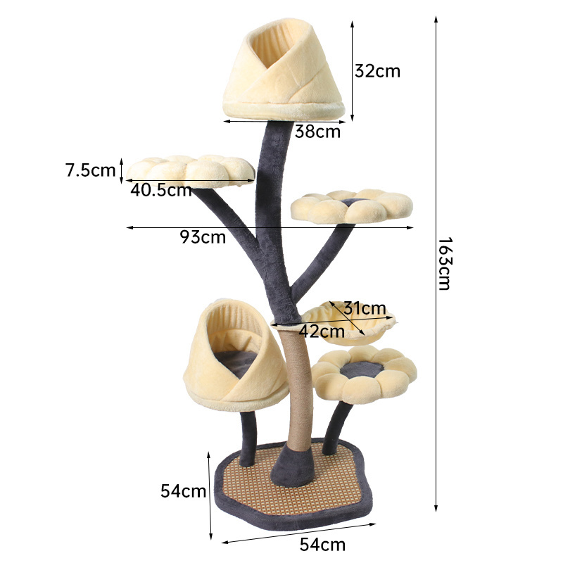 Manji Factory Manufacturer Wholesale Cat Scratching Interactive Modern Luxury Flower Cat Tree Custom