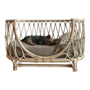 Manji Factory Custom Wholesale Handmade Rattan Weaving High Quality Cooling Summer Pet Bed for Cat