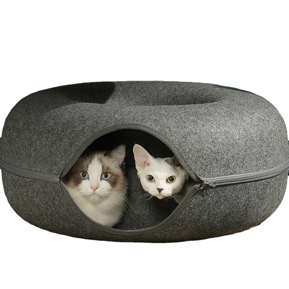 Best Selling Cat Donuts Soft Round Dog Bed Breathable Cat Bed  Cat Den House Cushion Pet Bed