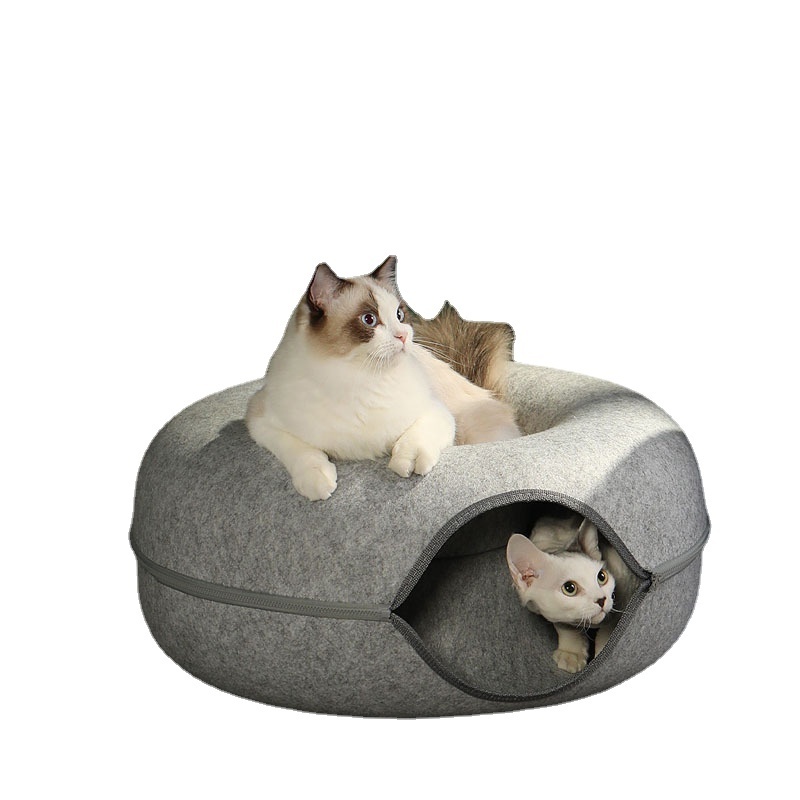 Best Selling Cat Donuts Soft Round Dog Bed Breathable Cat Bed  Cat Den House Cushion Pet Bed