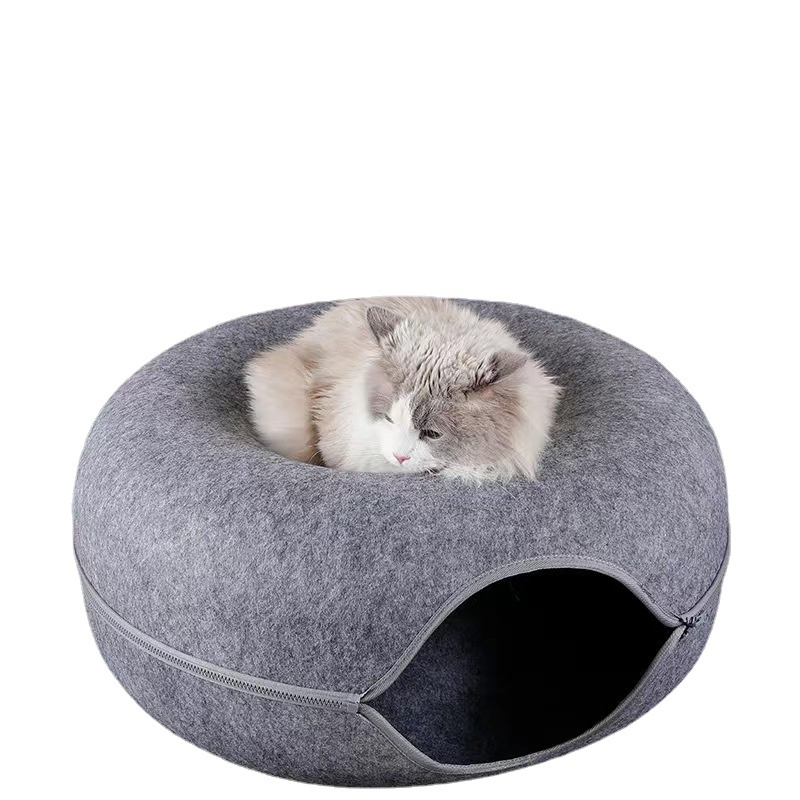 Best Selling Cat Donuts Soft Round Dog Bed Breathable Cat Bed  Cat Den House Cushion Pet Bed