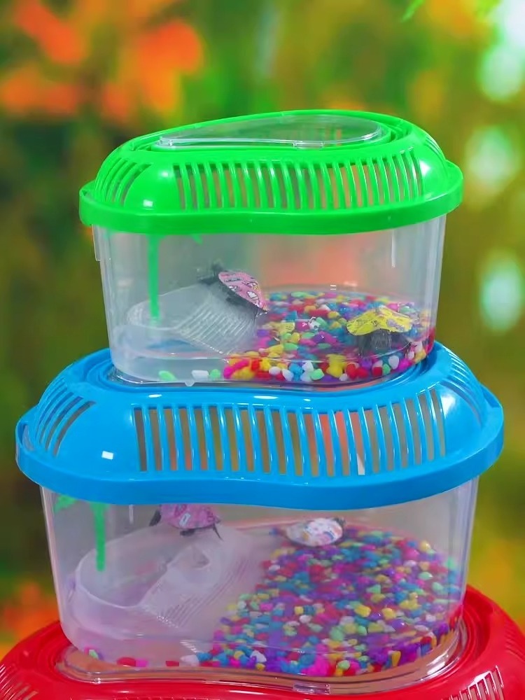 Factory Wholesale PP Plastic Transparent Turtle Transportation Box Multi Colors Fish Tank Aquarium Turtle Tank