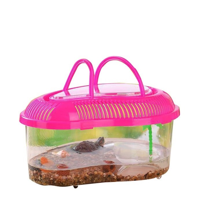 Factory Wholesale PP Plastic Transparent Turtle Transportation Box Multi Colors Fish Tank Aquarium Turtle Tank