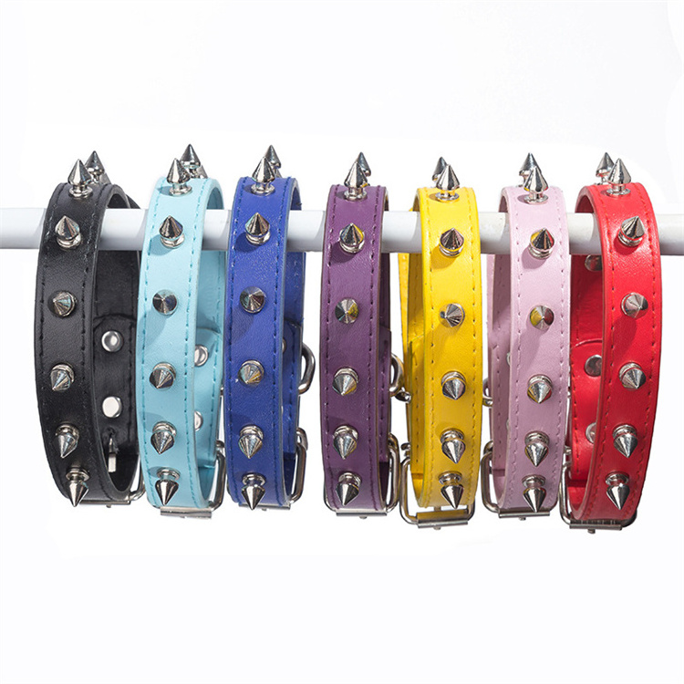 Amazon Hot Sale Pet Collar Cool Fashion Anti Bite Bullet Rivet PU Leather Collar for Dog