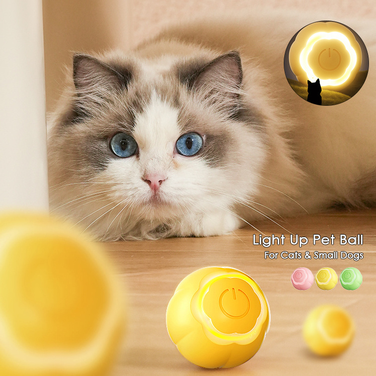 Light Up Cat Balls Play Rolling Interactive Scratching Pet Toy Manufacturer Durable Luxury Automatic Electric Smart Cat Ball