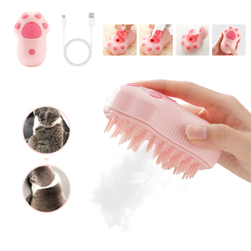 Pet dog Cat electric 3 in 1 cat steam brush upgraded version spray massage comb steam brush