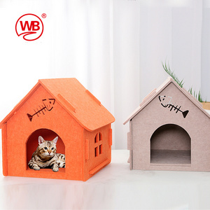 Indoor houses grey felt pet cave nest bed villa luxury cat house