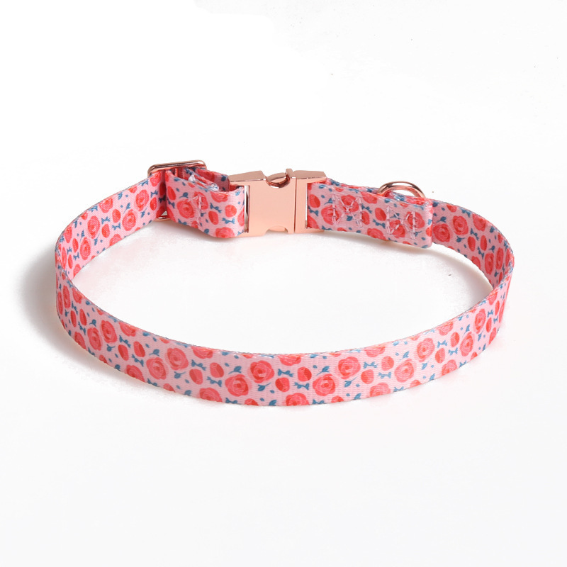 Multi Color Adjustable Metal Buckle Collar Polyester Luxury Collars for Pet Cat Dog with Laser Logo